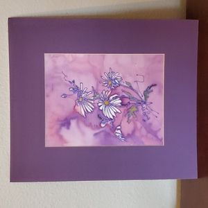 Ink on silk flower picture